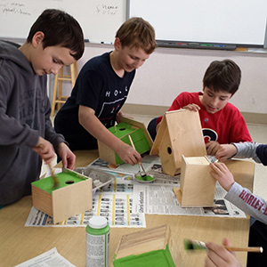 Medicine Hat Christian School students making bird houses