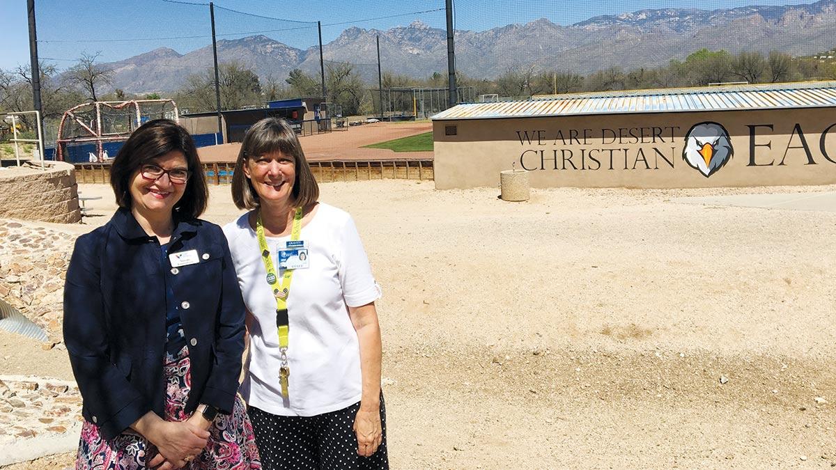 Susan Koppendrayer at Desert Christian School with Lori Gaither
